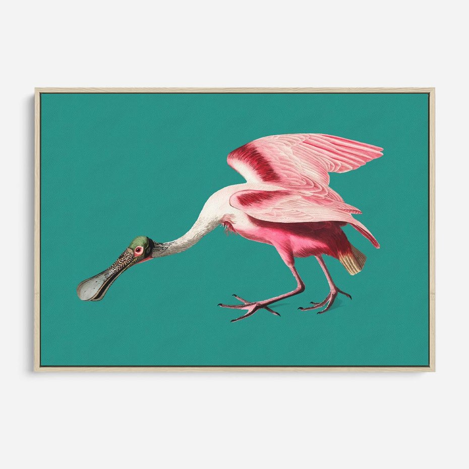 Obraz w ramie 100x70 - Różowy Ptak Wyobraźni - różowy ptak, wyobraźnia - rama drewno