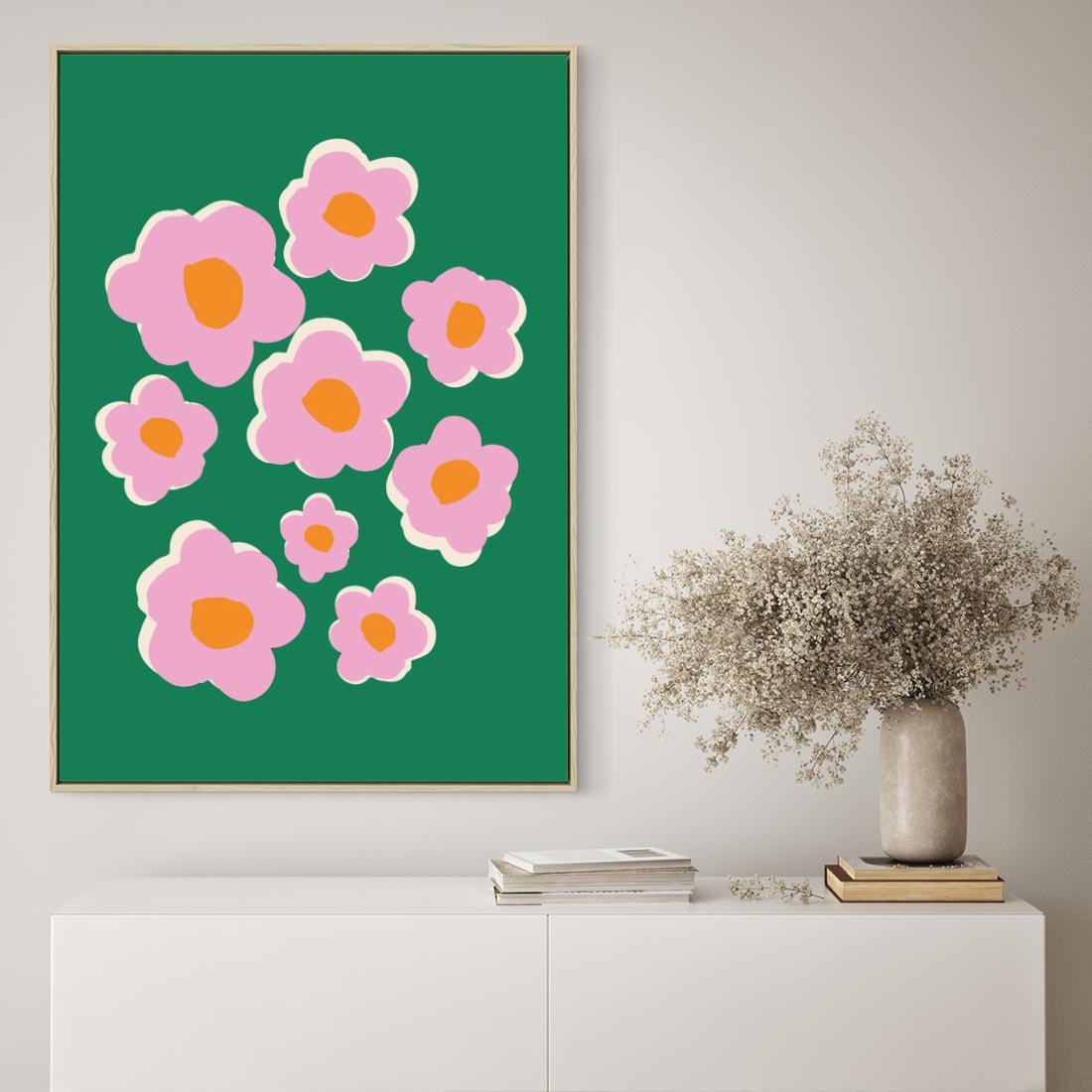 Obraz w ramie 80x120 - Przenikające Refleksje - abstrakcyjny plakat, boho styl - rama drewno