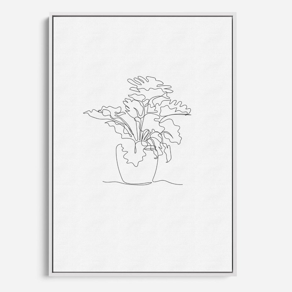 Obraz w ramie 70x100 - Rozkwitające Formy - szkic, minimalizm - rama biała