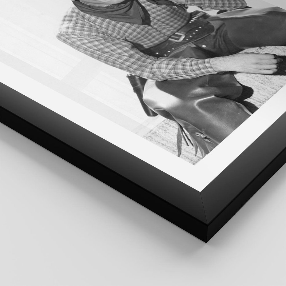 Plakat w ramie 50x70 - Dziki Zachód - retro zdjęcie, czarno białe - rama czarna