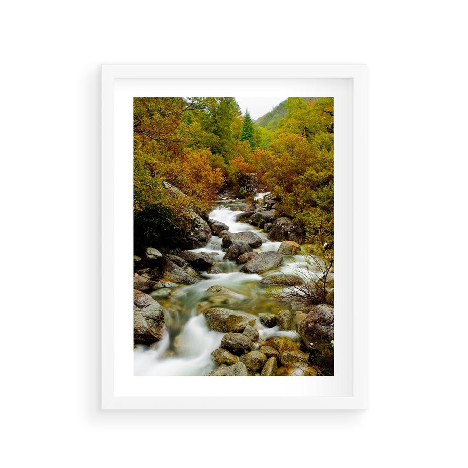 Plakat w ramie 30x40 - Śpiew Strumienia - strumień, górski - rama biała