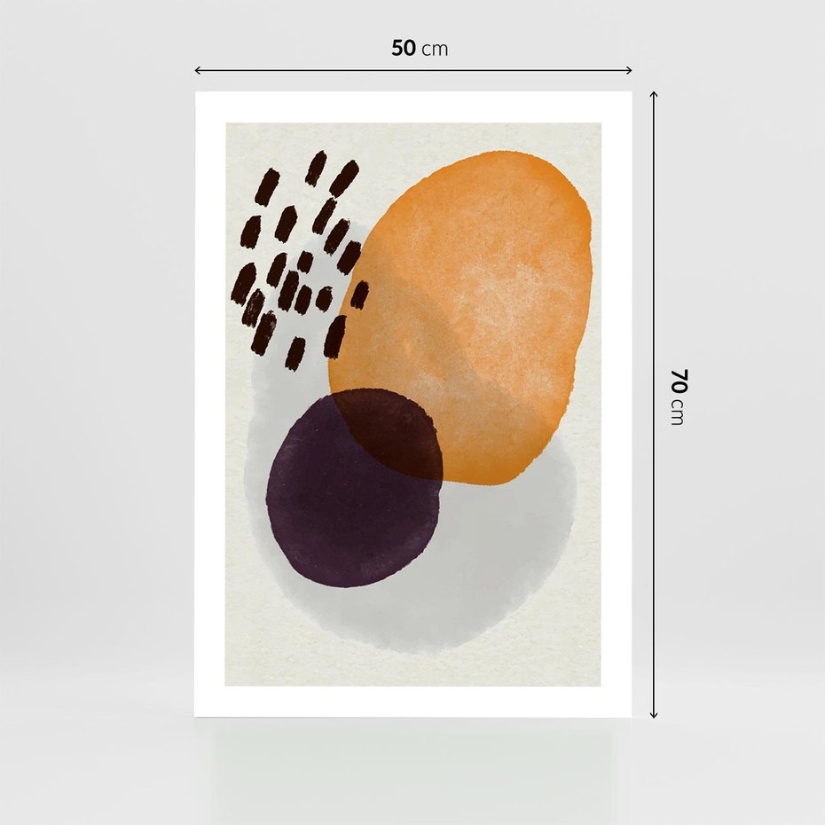 Plakat bez ramy 50x70 - Kolorowe Akwarelowe Przenikanie - geometryczne elementy, stonowane ziemiste kolory