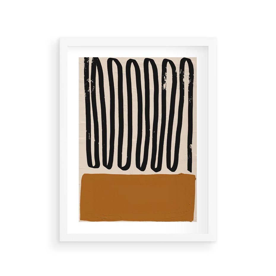 Plakat w ramie 30x40 - Boho Impulsy Kreatywności - abstrakcyjny plakat, brąz - rama biała