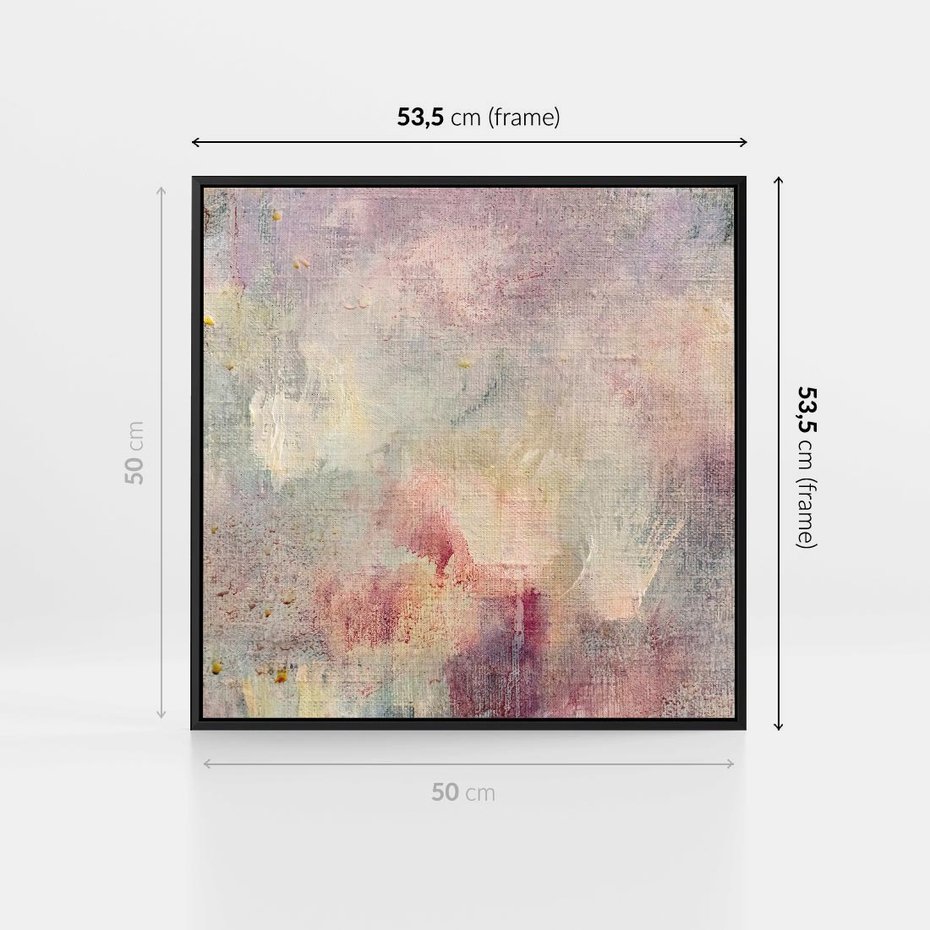 Obraz w ramie 50x50 - Miękka Melodia Pasteli - olejne płótno, pastelowe kolory - rama czarna