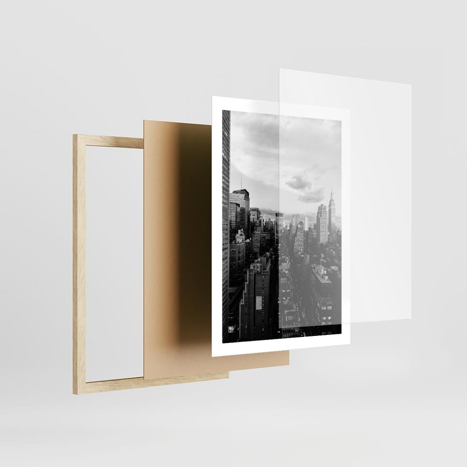 Plakat w ramie 50x70 - Wibracje Miejskiego Życia - miasto, wieżowce - rama drewno
