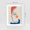 Plakat w ramie 40x50 - Impresje Kształtów - abstrakcyjny obraz, przypomina twarz - rama biała