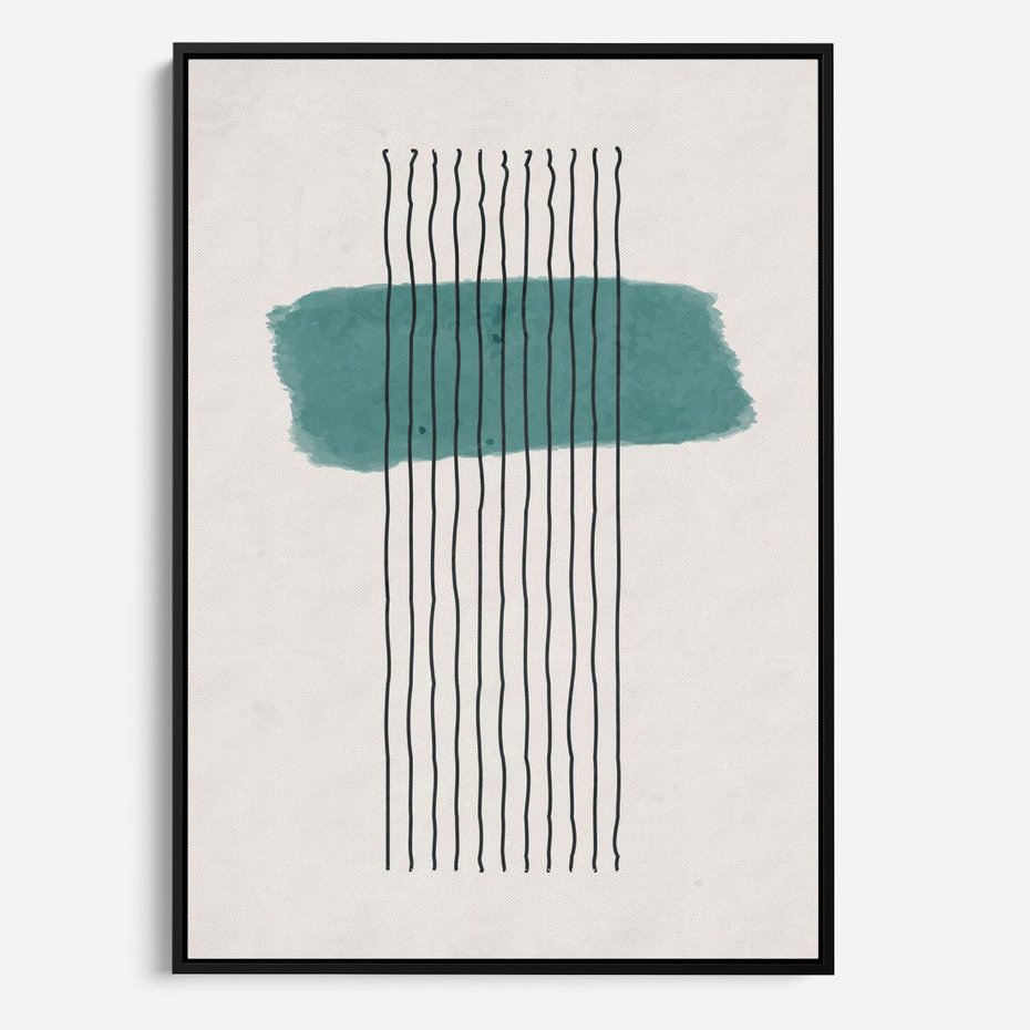 Obraz w ramie 70x100 - Bezczasowe Wspomnienia - abstrakcyjna akwarelowa plama, nieregularne kreski - rama czarna