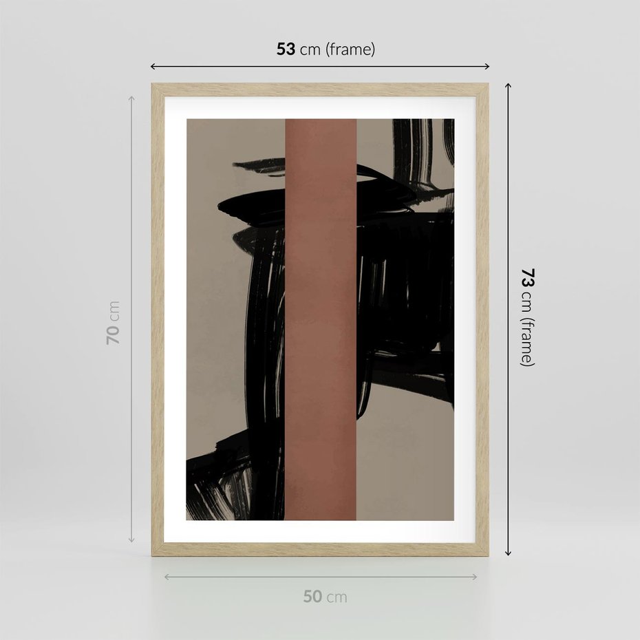 Plakat w ramie 50x70 - Niezwykłe Przeobrażenia - abstrakcja, czarne splatane linie - rama drewno