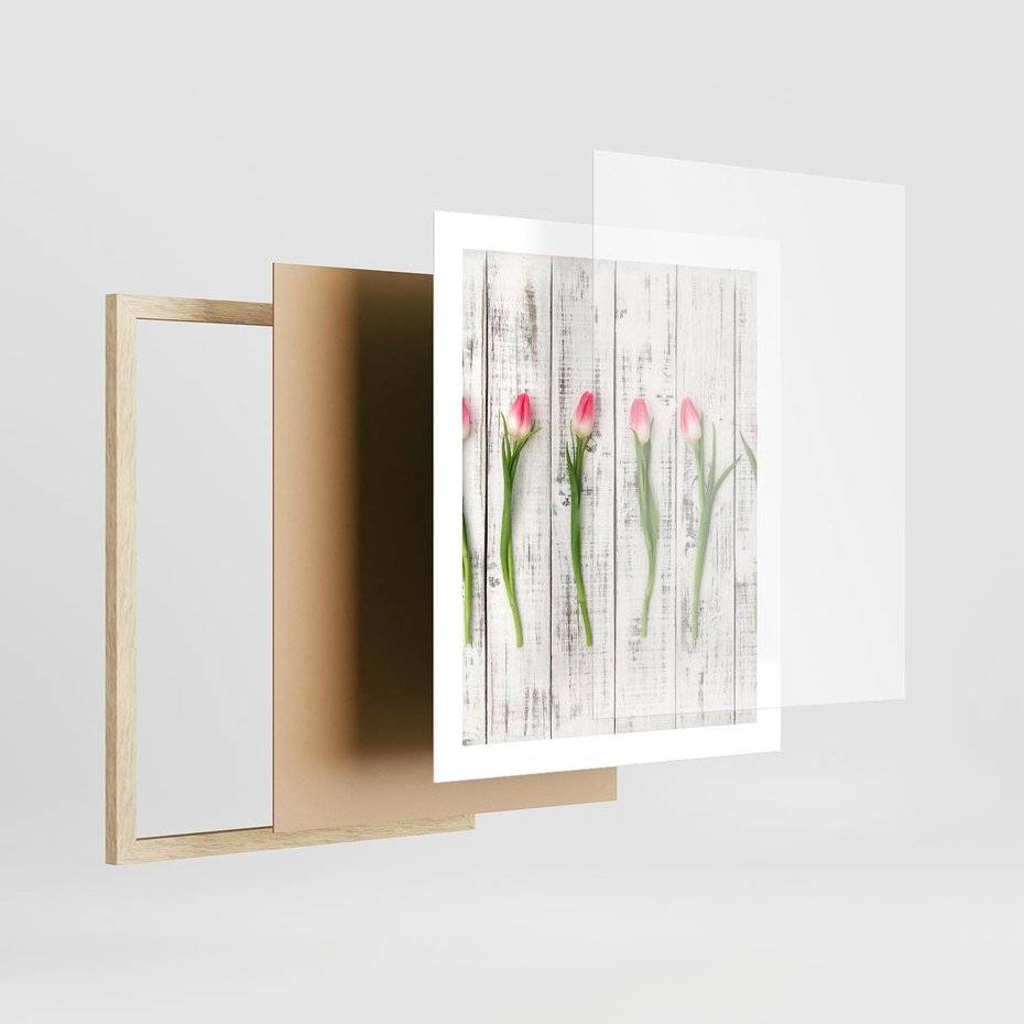 Plakat w ramie 40x50 - Kwintesencja Piękna - kwiaty, tulipany - rama drewno