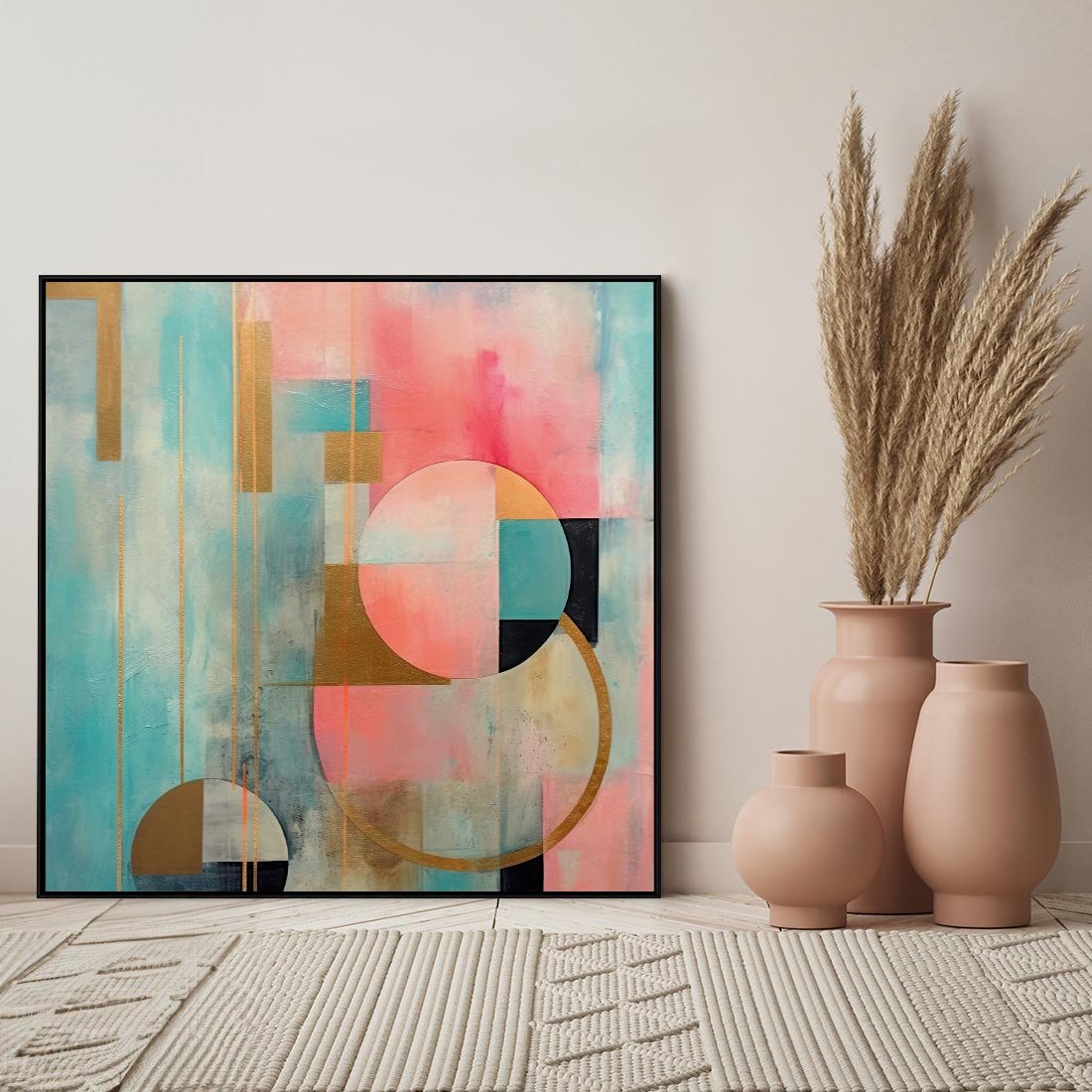 Obraz w ramie 50x50 - Abstrakcyjny Bałagan - abstrakcja, obraz olejny - rama czarna