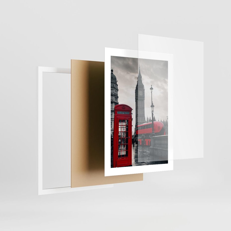 Plakat w ramie 30x40 - Londyński Klimat Telefoniczny - Londyn, telefon - rama biała