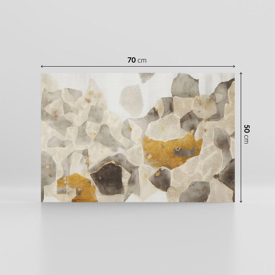 Obraz na płótnie 70x50 - Nowoczesne Złoto i Szarość - plamy, złoto