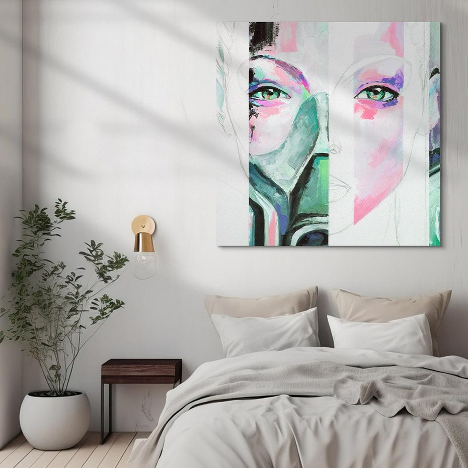 Obraz na płótnie 60x60 - Niezakończona Piękność - abstrakcyjny obraz olejny, portret kobiety