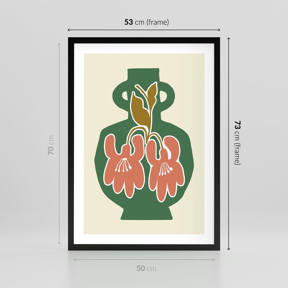 Plakat w ramie 50x70 - Kreatywne Impulsy - boho styl, wazon - rama czarna
