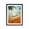 Plakat w ramie 30x40 - Tropikalna plaża i huśtawka - plaża, tropiki - rama czarna
