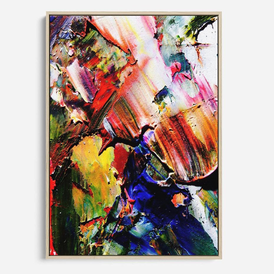 Obraz w ramie 50x70 - Szalejące ognie kolorów - abstrakcja, farby olejne - rama drewno