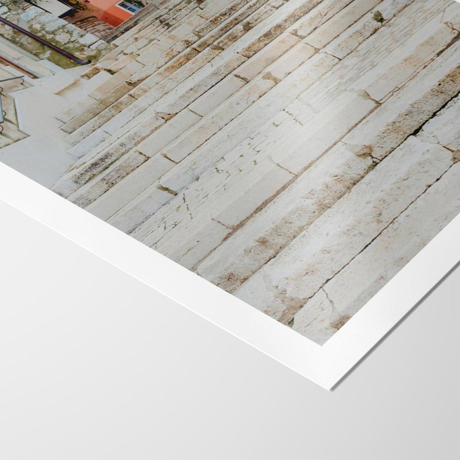 Plakat bez ramy 30x40 - Schody we Włoskim Miasteczku - schody, śródziemnomorskie miasteczko