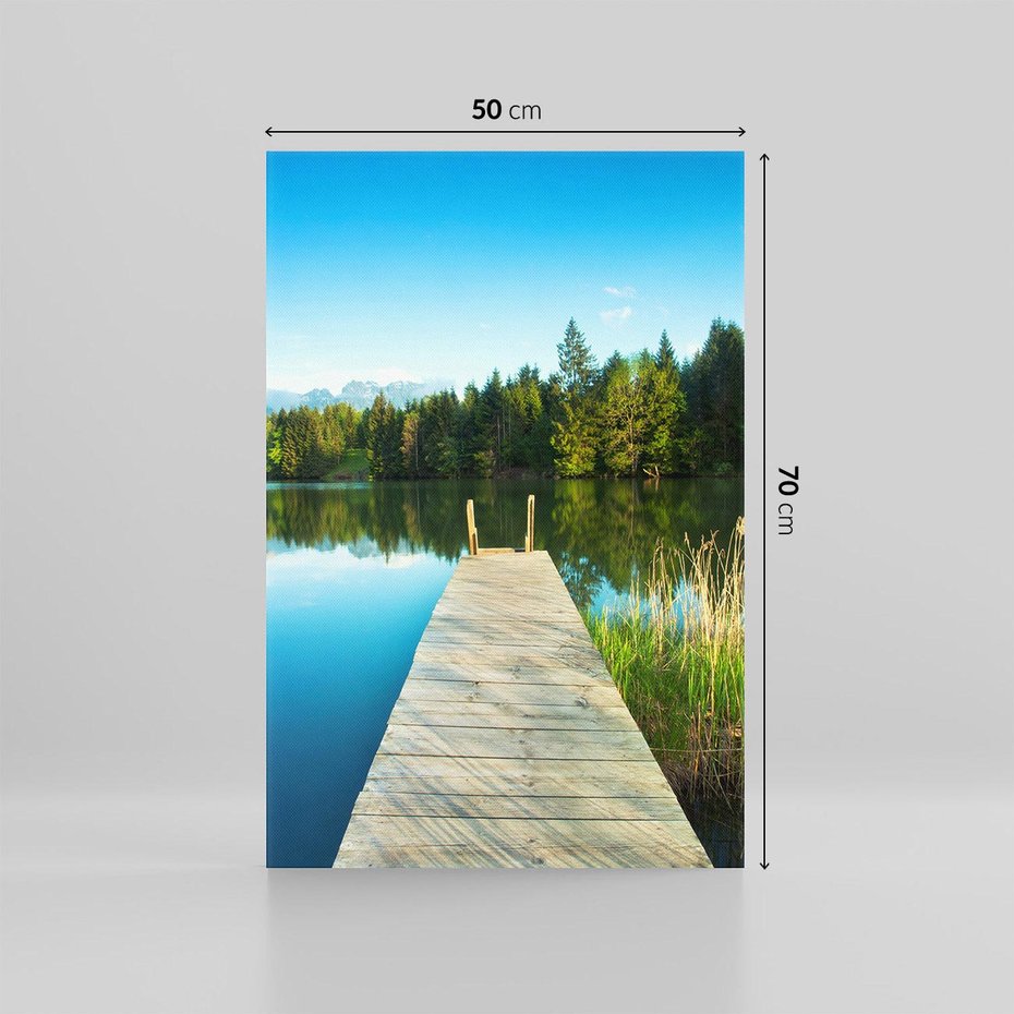 Obraz na płótnie 50x70 - Jezioro w lesie: Ucieczka do natury - jezioro, las