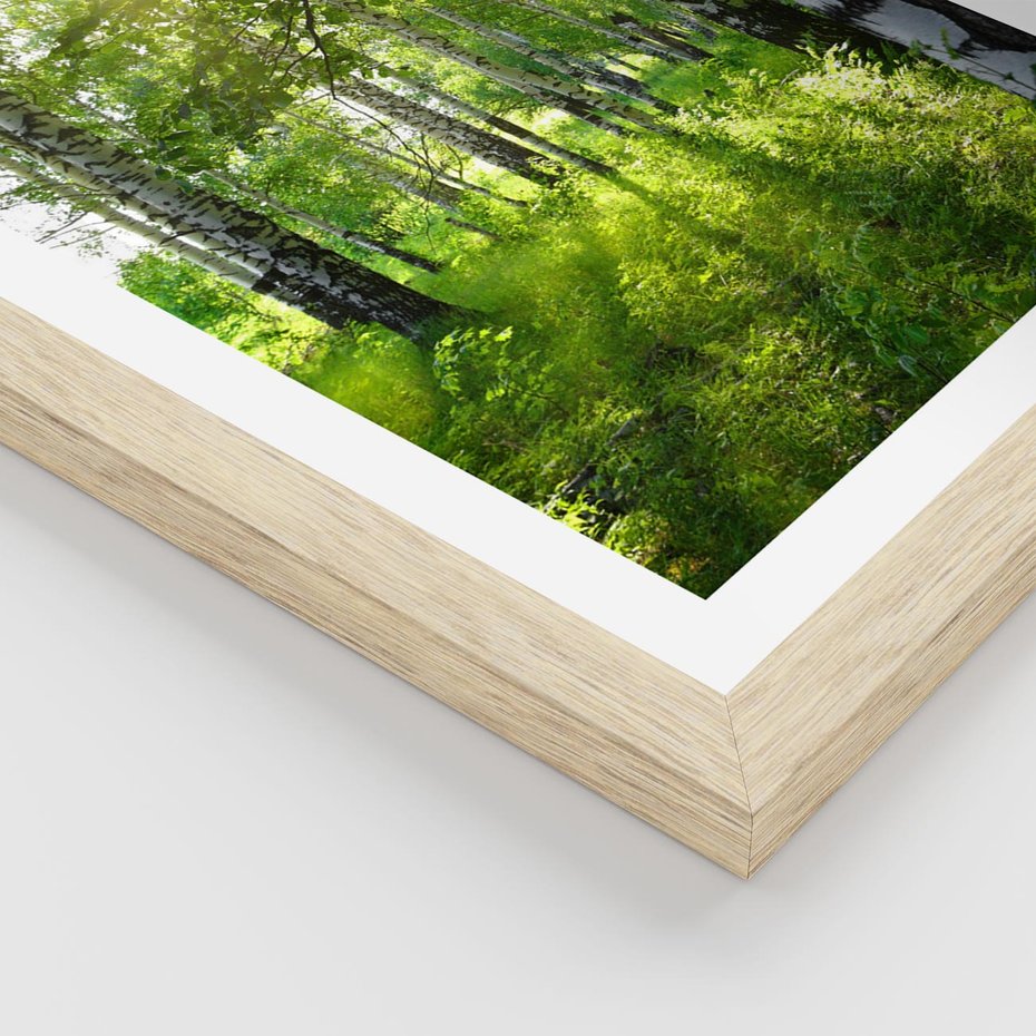 Plakat w ramie 30x40 - Lasowa Księżycowa Noc - las, drzewa - rama drewno