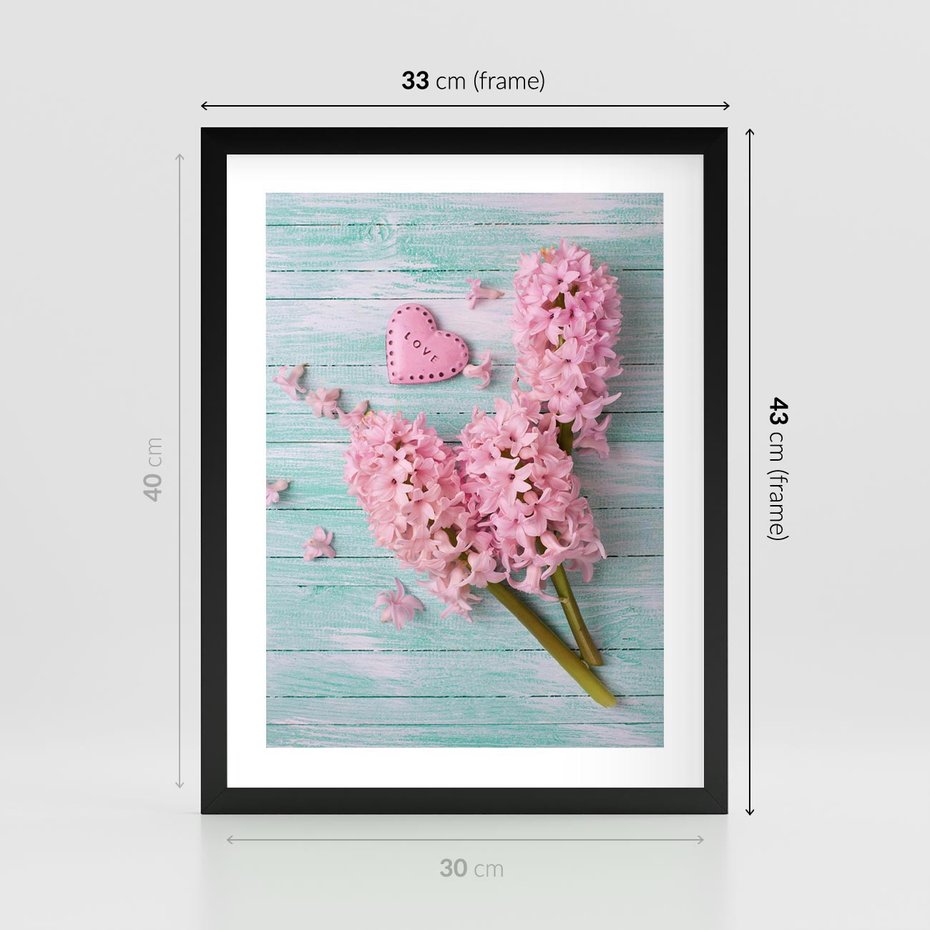 Plakat w ramie 30x40 - Hiacynty w Kwiatowej Kompozycji - hiacynty, kwiaty - rama czarna