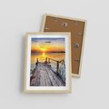 Plakat w ramie 30x40 - Zachód nad jeziorem z pomostem - pomost, jezioro - rama drewno