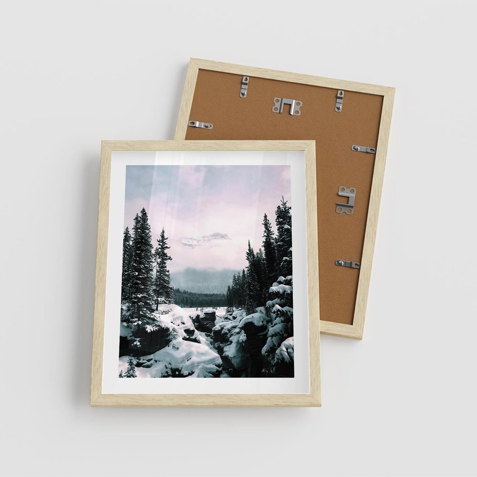 Plakat w ramie 40x50 - Zimowe Góry - zimowy krajobraz, góry - rama drewno
