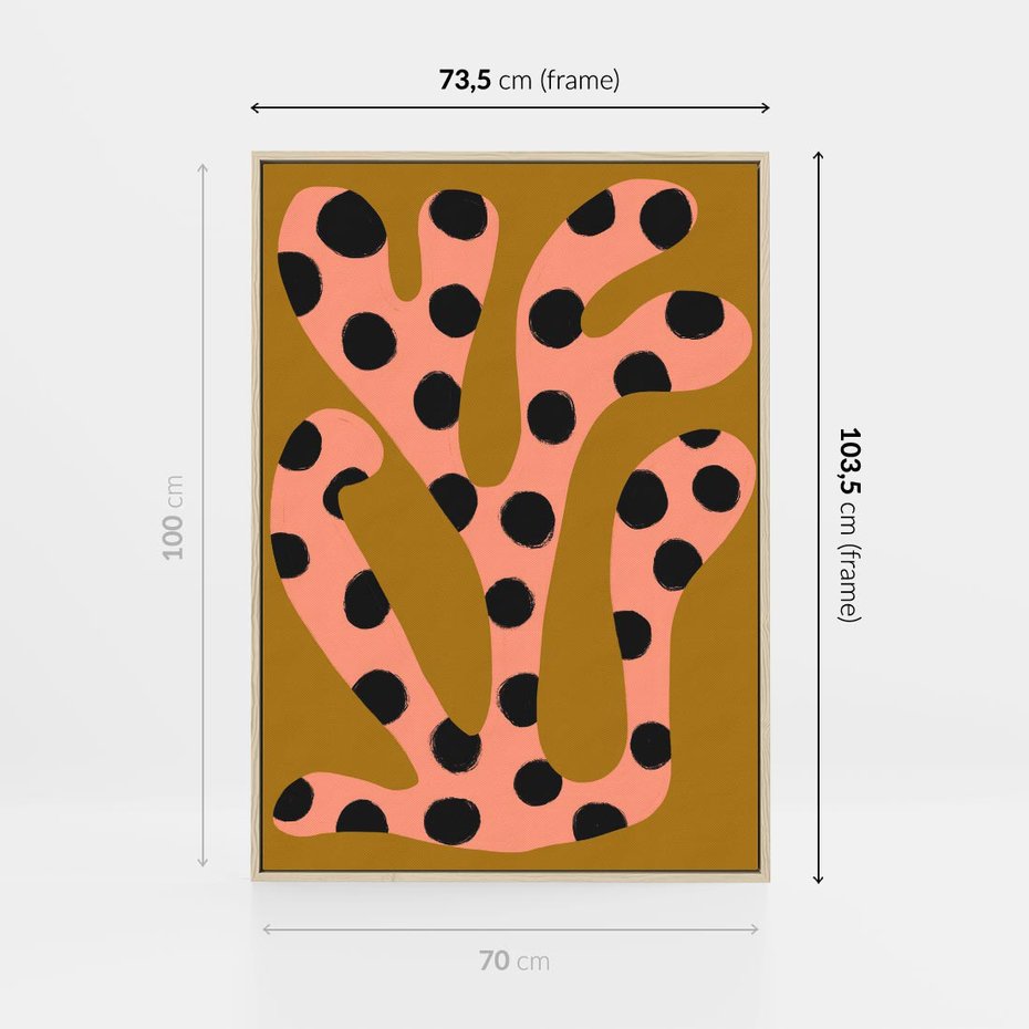 Obraz w ramie 70x100 - Rozkwitająca Wolność Boho - abstrakcyjne boho kształty, dziwne - rama drewno