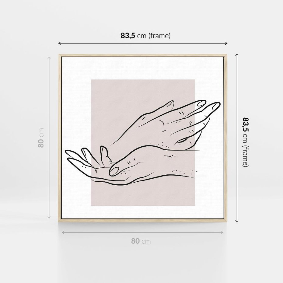 Obraz w ramie 80x80 - Wibracje Nieprzewidywalnych Form - bogo plakat, dłonie - rama drewno