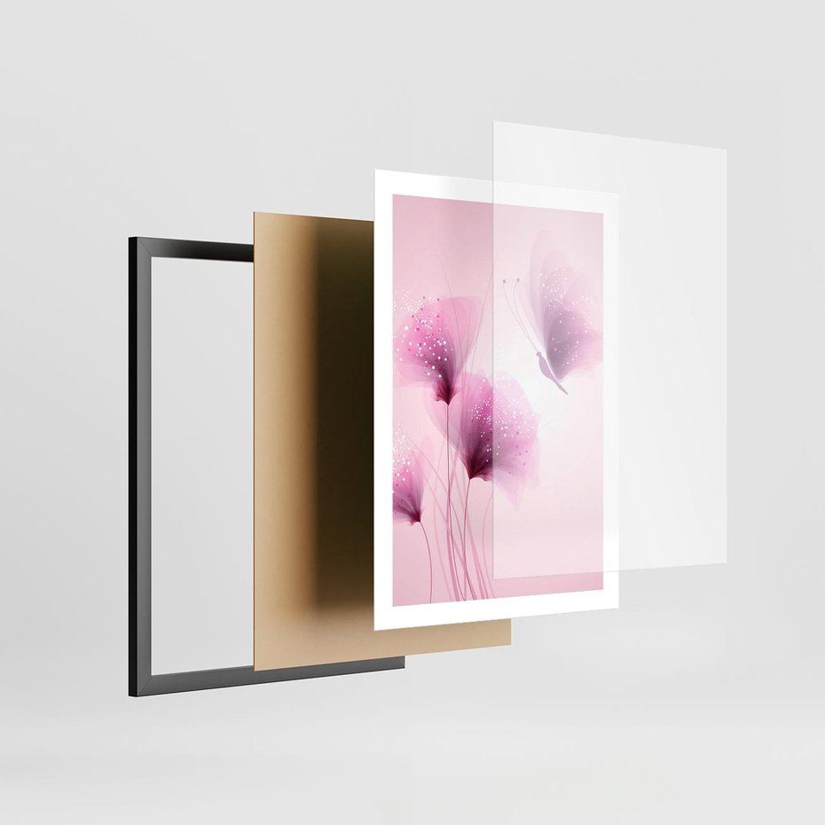 Plakat w ramie 50x70 - Akwarelowe Kwiaty w Pastelach - kwiaty, akwarelowe - rama czarna