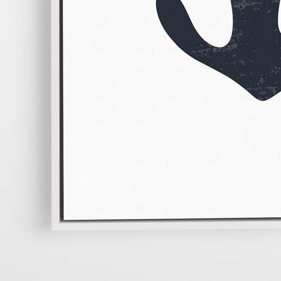 Obraz w ramie 80x120 - Granatowa Odsłona - minimalistyczna nowczesna grafika, styl matisse - rama biała