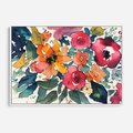 Obraz w ramie 100x70 - Kwiatowy Impuls Kolorów - abstrakcyjne kolorowe kwiaty, szkic - rama biała