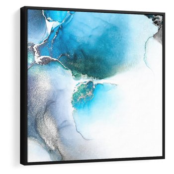 Obraz w ramie 50x50 - Marmur złotą akwarelą - marmur, akwarela - rama czarna