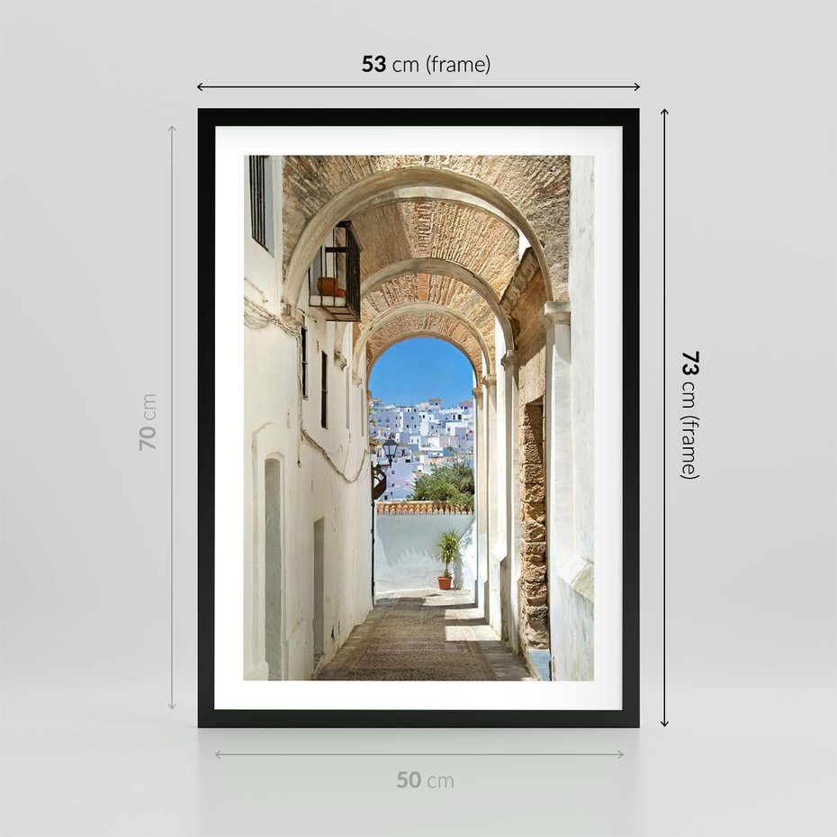 Plakat w ramie 50x70 - Romantyczna Przeprawa - romantyczna, uliczka - rama czarna