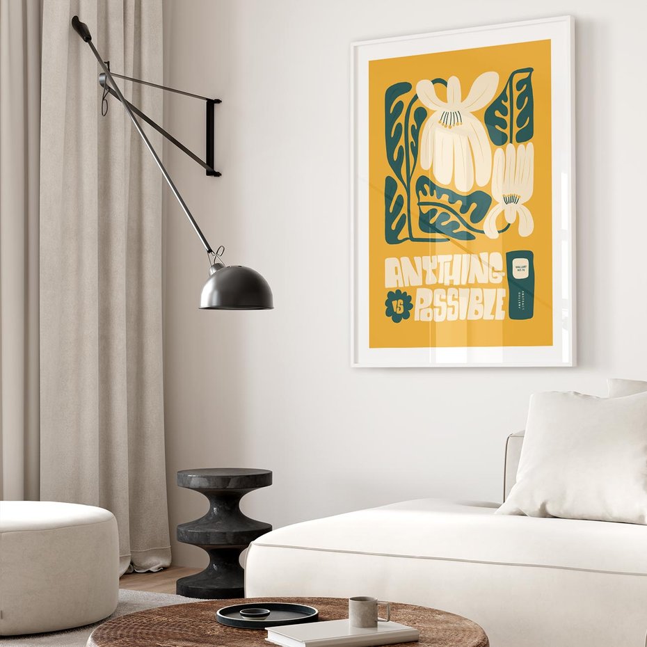 Plakat w ramie 40x50 - Impulsy Harmonii - kwiaty, nowoczesny plakat - rama biała