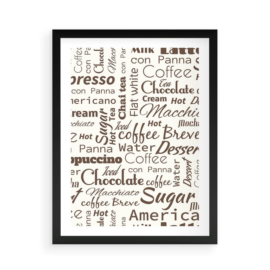 Plakat w ramie 50x70 - Kawa w Stylu Coffee - kawa, coffee - rama czarna