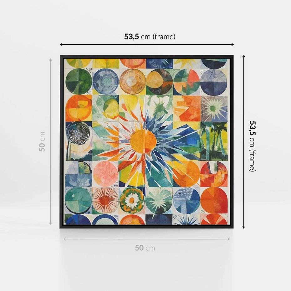 Obraz w ramie 50x50 - Rozkwitające Wzory Abstrakcji - abstrakcyjny obraz, mnogość kolorów - rama czarna