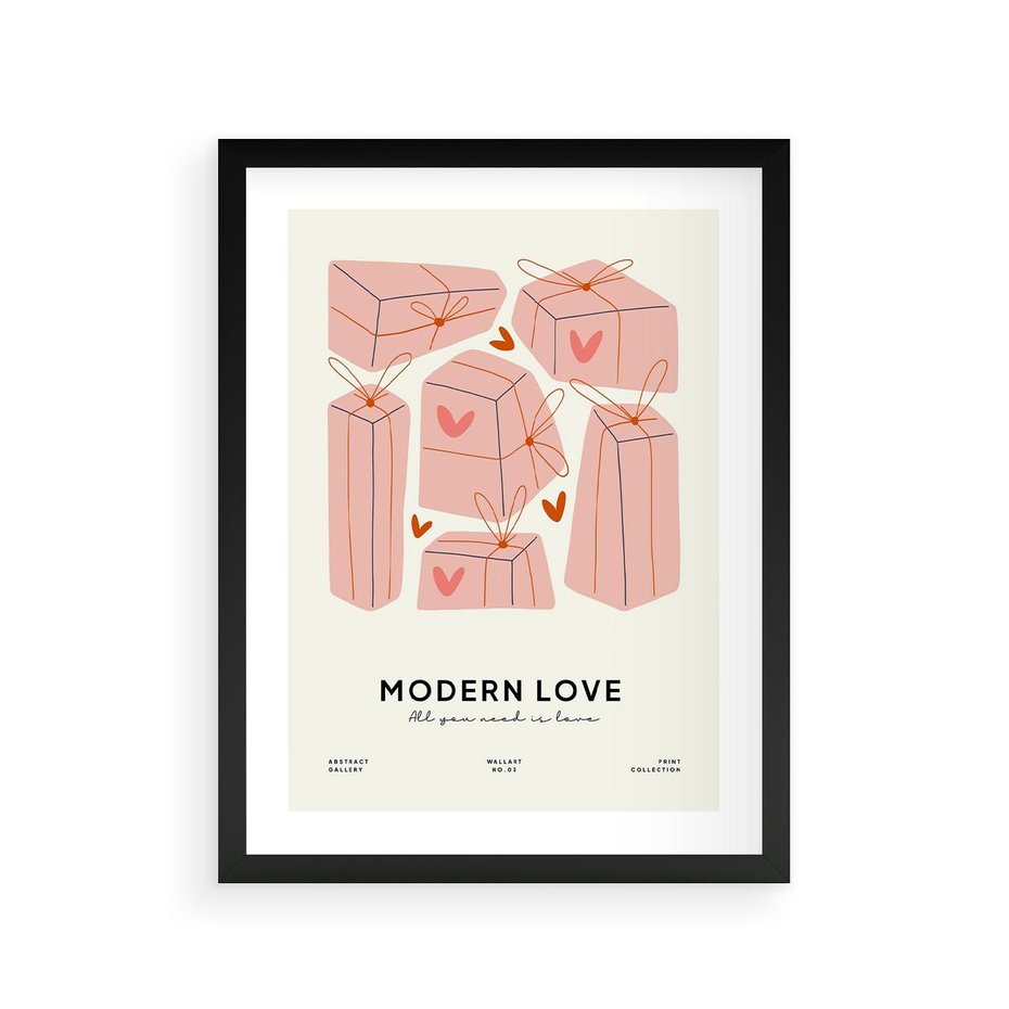 Plakat w ramie 30x40 - Nowoczesna Miłość - nowoczesna grafika, pastelowe kolory - rama czarna