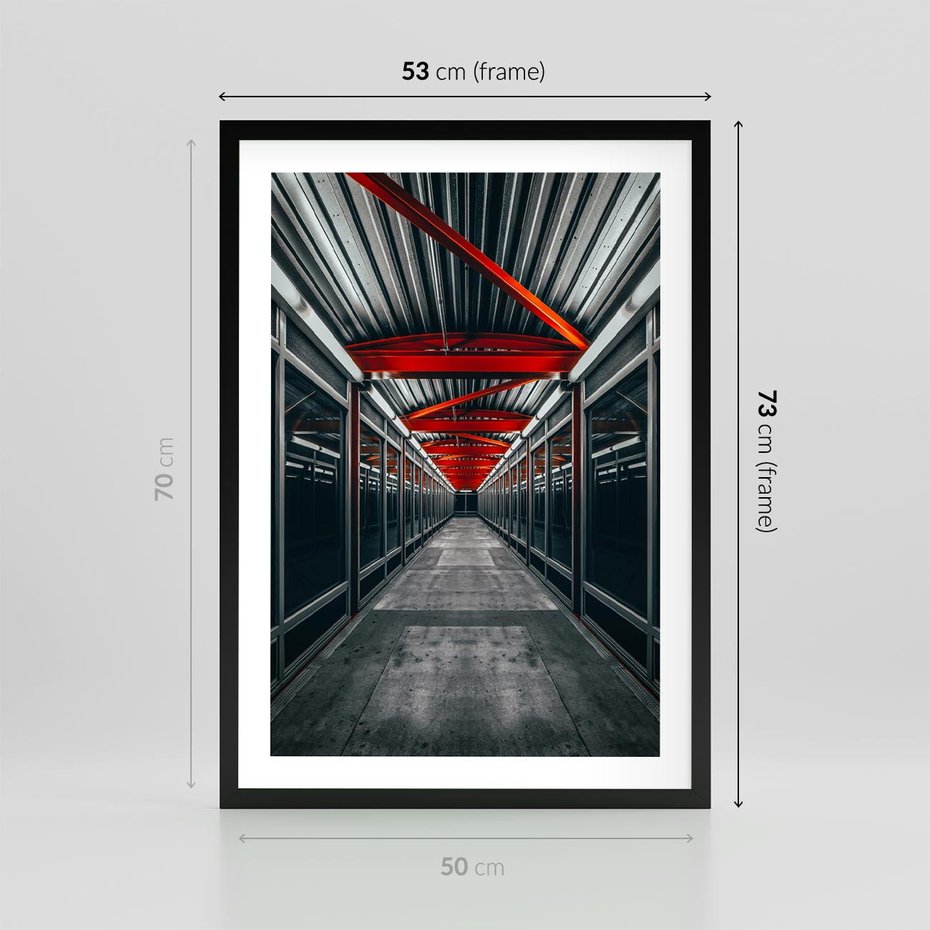 Plakat w ramie 50x70 - Nieskończoność Przestrzeni - korytarz, perspektywa - rama czarna
