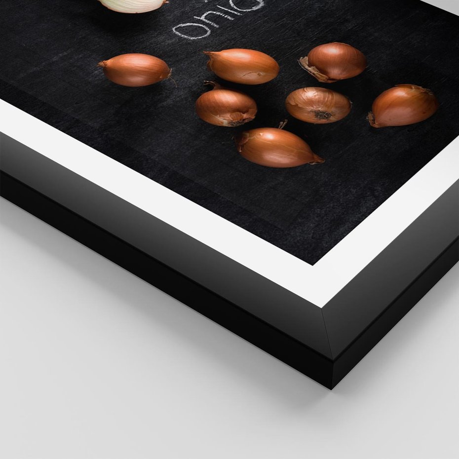 Plakat w ramie 50x70 - Aromatyczne Inspiracje - cebula, kuchnia - rama czarna