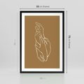 Plakat w ramie 50x70 - Splecione Dłonie - szkic, minimalizm - rama czarna