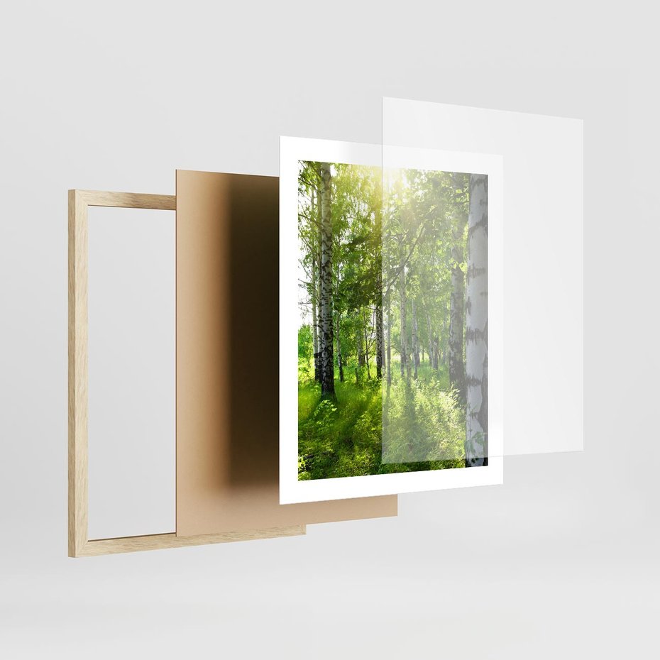 Plakat w ramie 40x50 - Lasowa Księżycowa Noc - las, drzewa - rama drewno