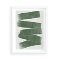 Plakat w ramie 50x70 - Zielone Refleksje - abstrakcja, zgaszony zielony kolor - rama biała