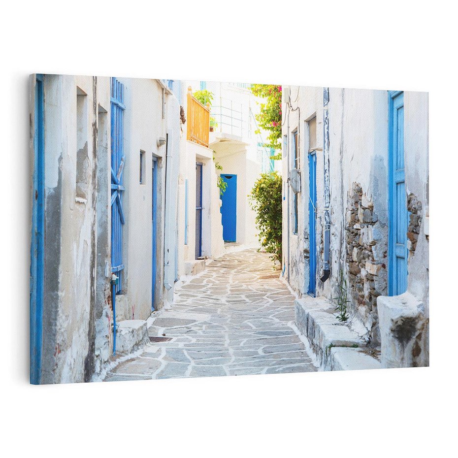 Obraz na płótnie 100x70 - Urok greckiej uliczki - Grecja, wyspa