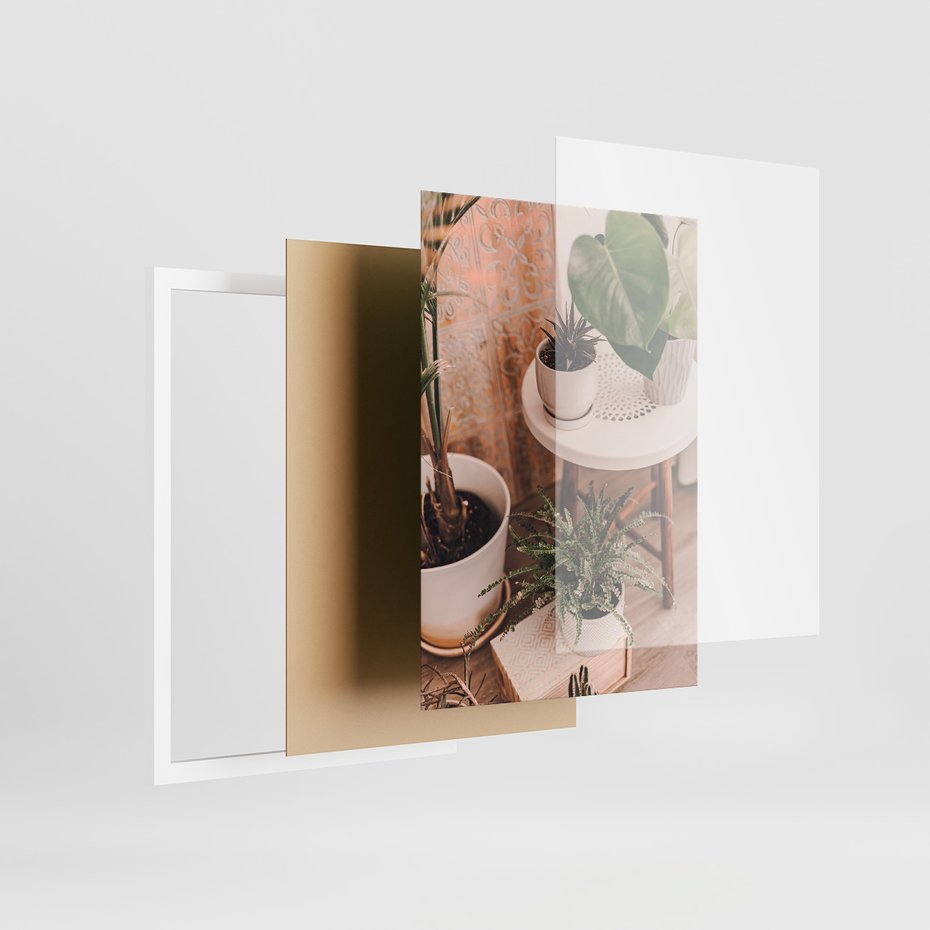 Zestaw obrazy w ramie 50x70 galeria - Kwiaty, kaktusy, w, doniczkach, boho - rama biała