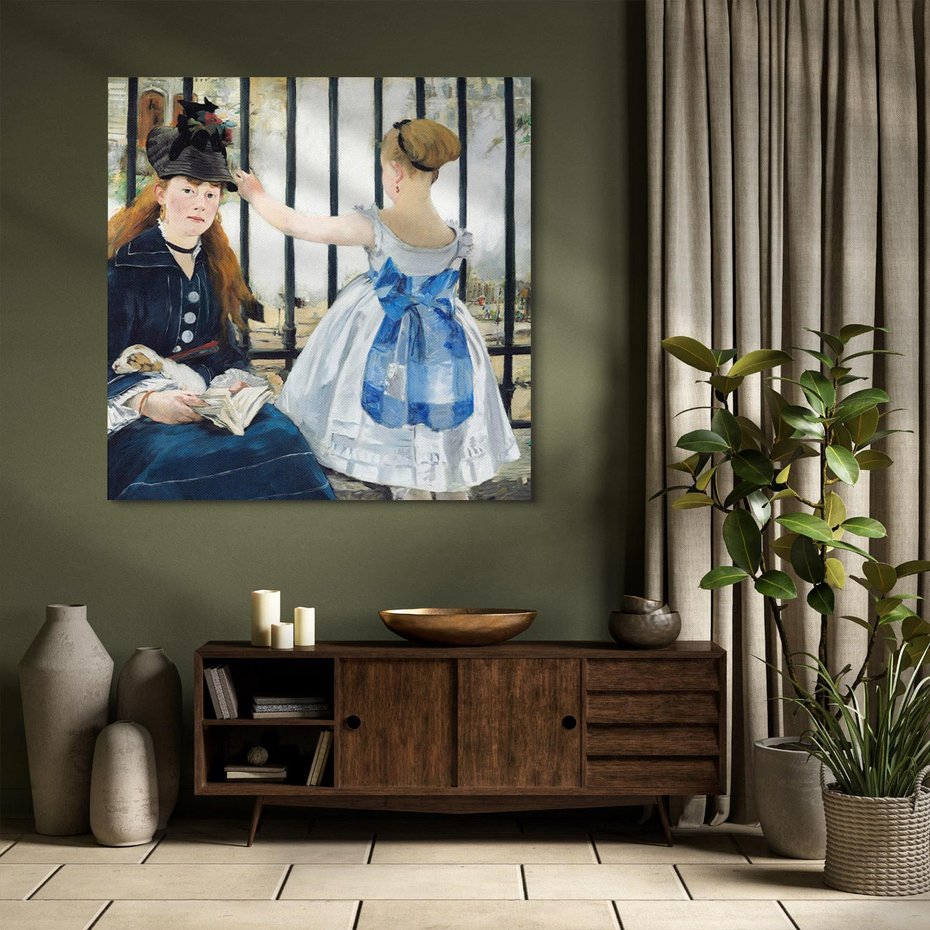 Obraz na płótnie 80x80 - "Kolej" (1873) Edouard Manet - Reprodukcja - reprodukcja, obraz na płótnie