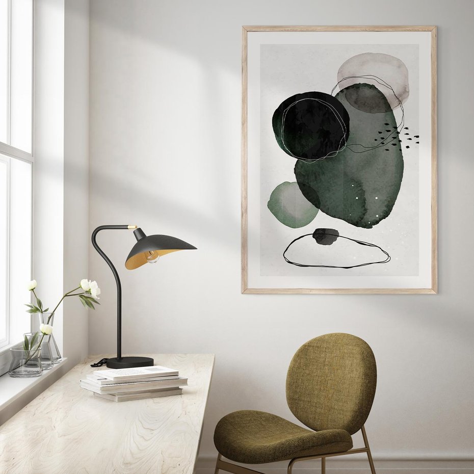 Plakat w ramie 30x40 - Abstrakcyjne Plamy w Akwareli - abstrakcyjne akwarelowe plamy - rama drewno