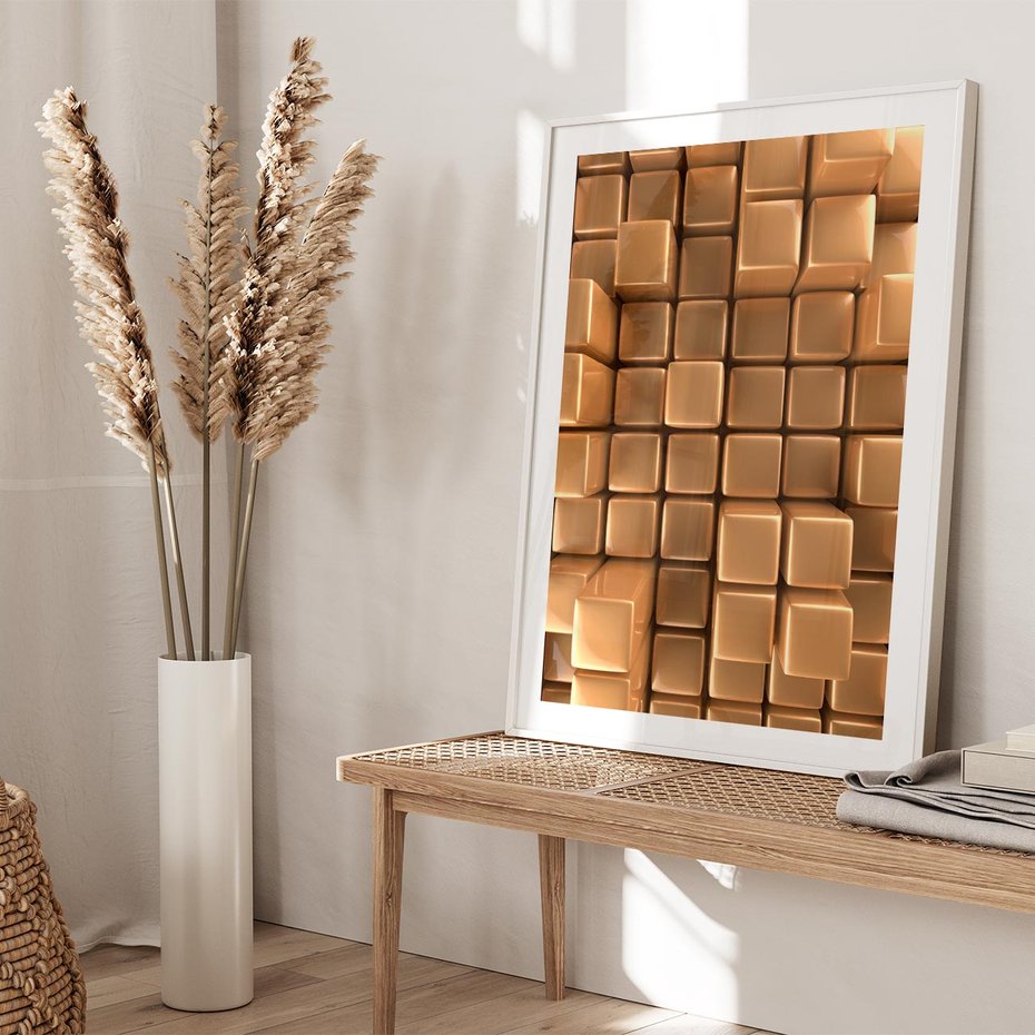 Plakat bez ramy 21x30 - Błyszcząca Elegancja - złoto, 3d