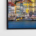 Obraz w ramie 100x70 - Kolorowa Przystań - nadmorskie miasto, kolorowe budynki - rama czarna