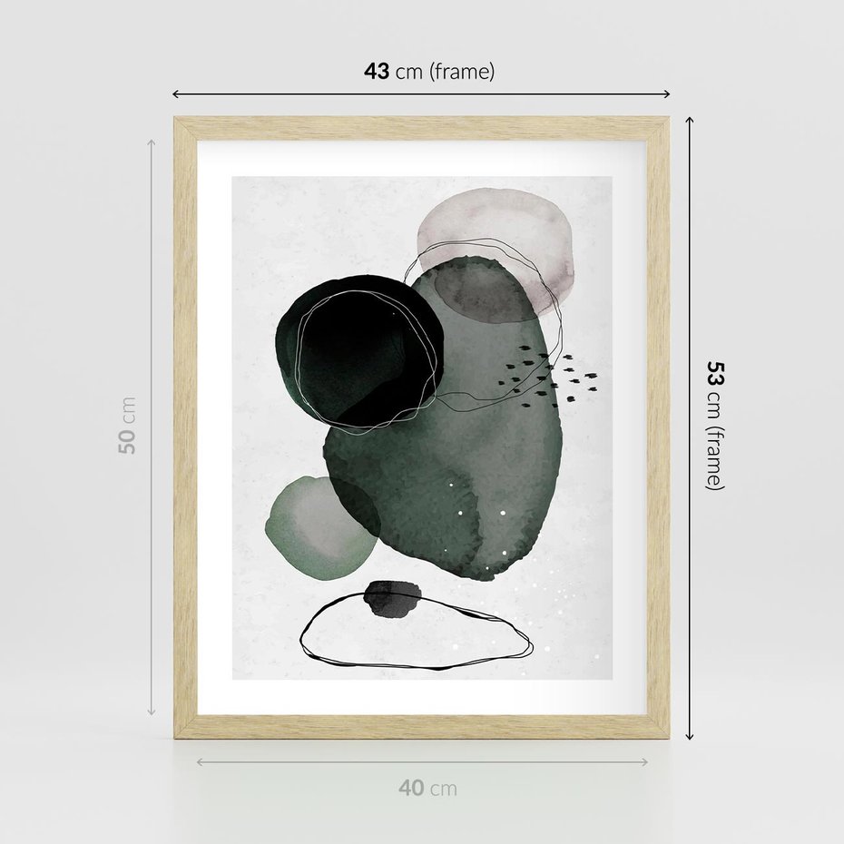 Plakat w ramie 40x50 - Abstrakcyjne Plamy w Akwareli - abstrakcyjne akwarelowe plamy - rama drewno