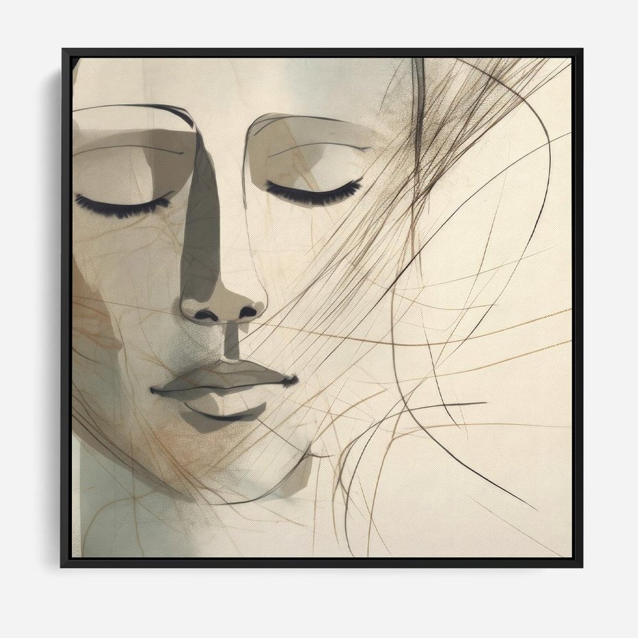 Obraz w ramie 50x50 - Tylko Zamknij Oczy - twarz kobiety, zamknięte oczy - rama czarna